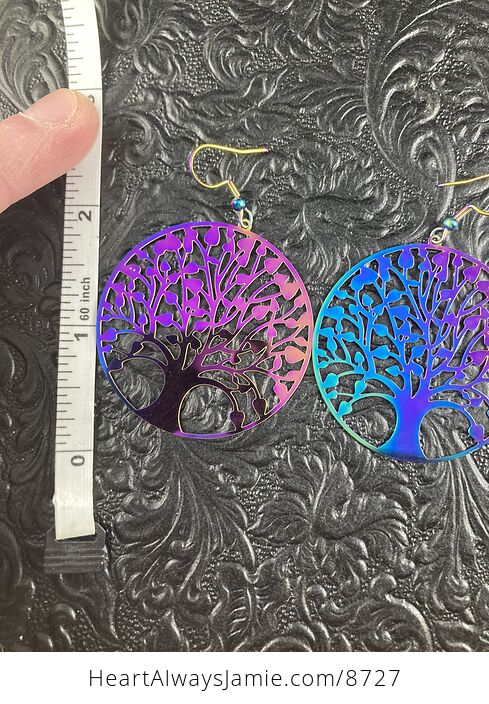 Colorful Chameleon Metal Tree of Life Earrings - #9JhvwVYYBYc-5