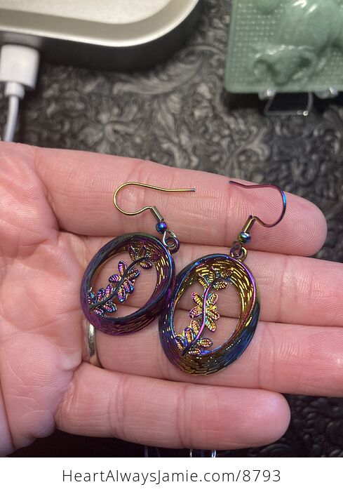 Colorful Chameleon Metal Vine Plant Earrings - #cb8CibIzmrE-3