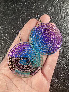 Colorful Chameleon Round Metal Earrings #YqTOGtuFzcc