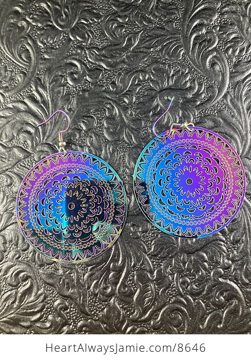 Colorful Chameleon Round Metal Earrings - #YqTOGtuFzcc-2