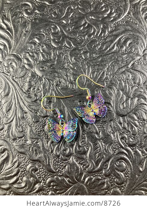 Colorful Chameleon Small Metal Butterfly Earrings - #zr6Qm4qEjuE-5