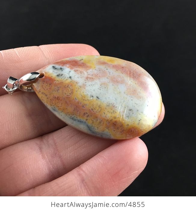 Colorful Coral Fossil Stone Jewelry Pendant - #tLPhC92ElUs-4