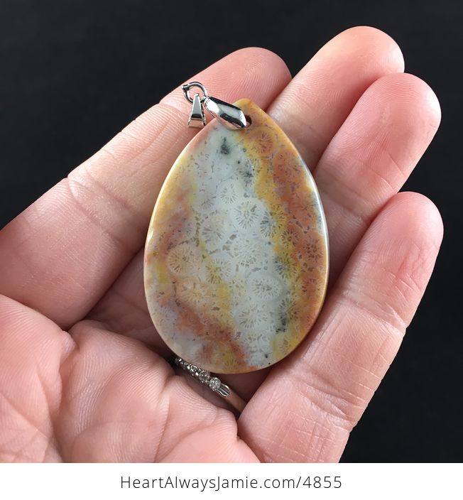 Colorful Coral Fossil Stone Jewelry Pendant - #tLPhC92ElUs-6