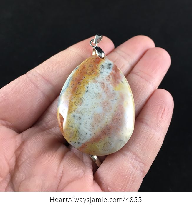Colorful Coral Fossil Stone Jewelry Pendant - #tLPhC92ElUs-2