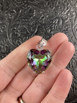 Colorful Created Rainbow Topaz Heart Jewelry Pendant #Jy9R5ms47lQ