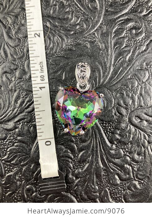 Colorful Created Rainbow Topaz Heart Jewelry Pendant - #Jy9R5ms47lQ-6