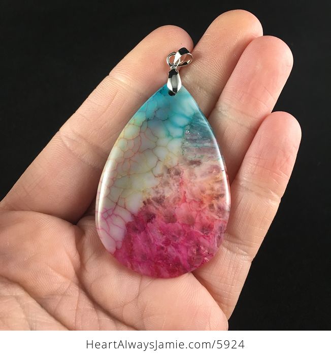 Colorful Druzy Agate Stone Jewelry Pendant - #LexxHeYjALo-1