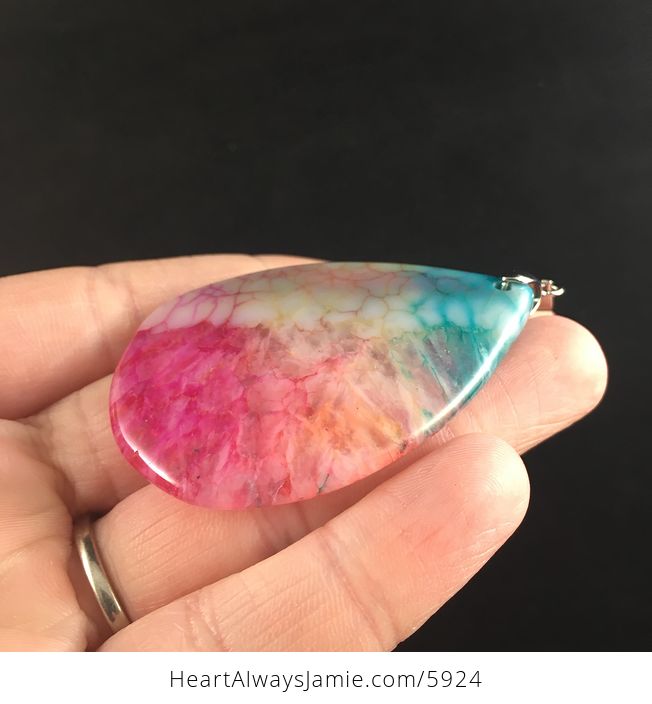 Colorful Druzy Agate Stone Jewelry Pendant - #LexxHeYjALo-3