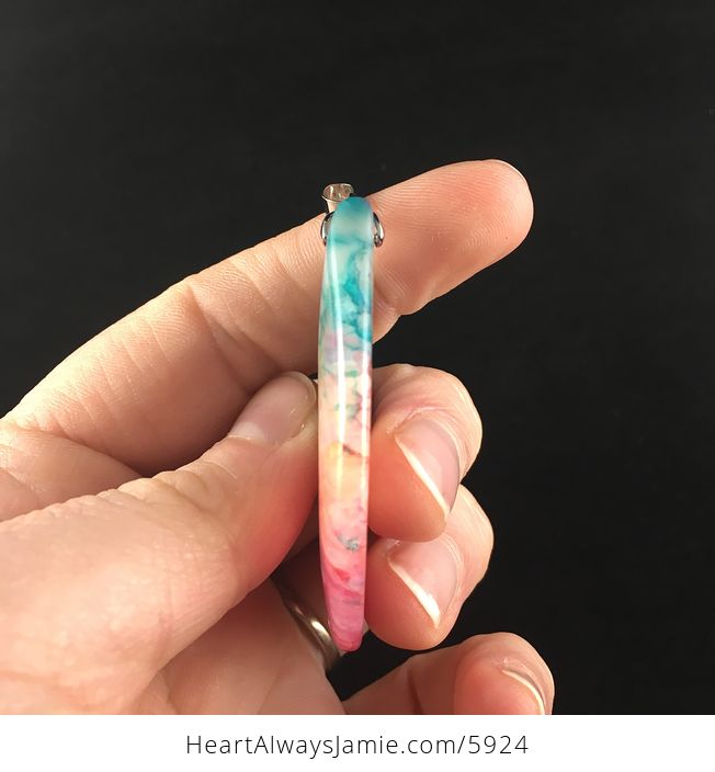Colorful Druzy Agate Stone Jewelry Pendant - #LexxHeYjALo-5
