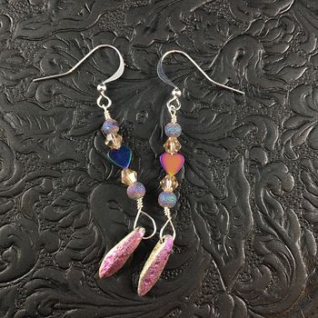 Colorful Hematite Heart and Bead Earrings #SmfqXHjVZGk