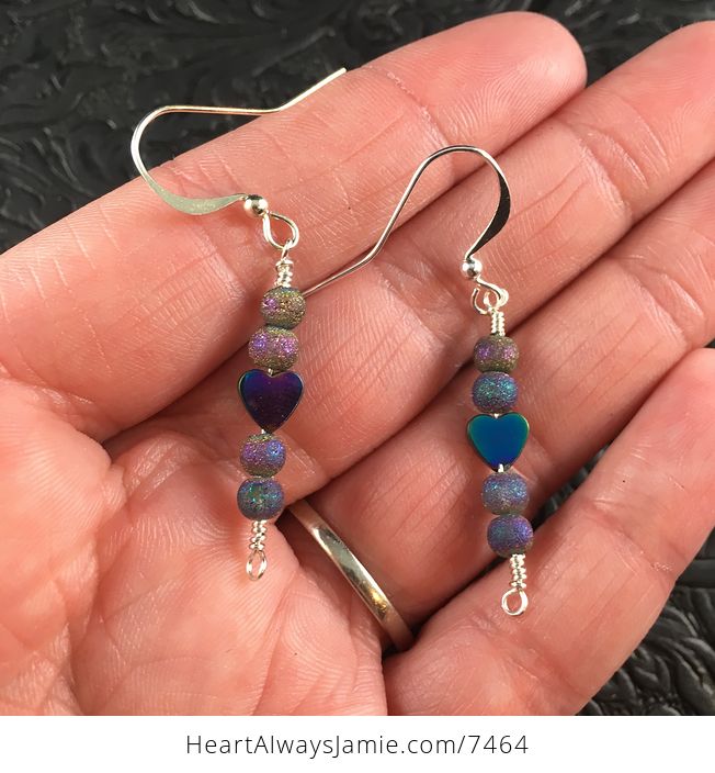 Colorful Hematite Heart and Bead Earrings - #GGQMolmk9VY-1