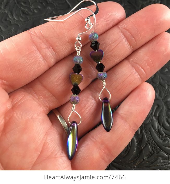 Colorful Hematite Heart and Bead Earrings - #LAAmigdSkiA-1