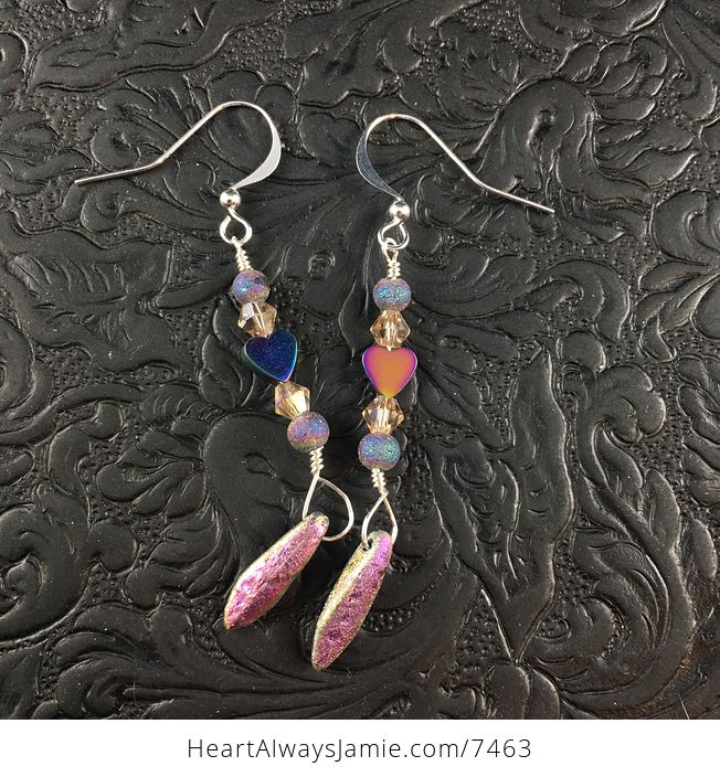 Colorful Hematite Heart and Bead Earrings - #SmfqXHjVZGk-1