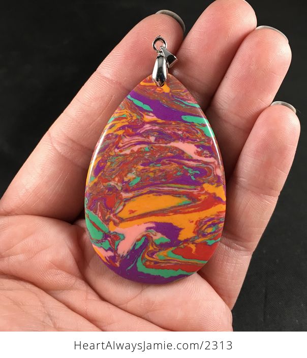 Colorful Psychedelic Synthetic Stone Jewelry Pendant - #ByKbOskXW5A-1