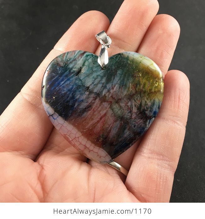 Colorful Rainbow Druzy Heart Stone Pendant - #EfKwPUOjS7w-1