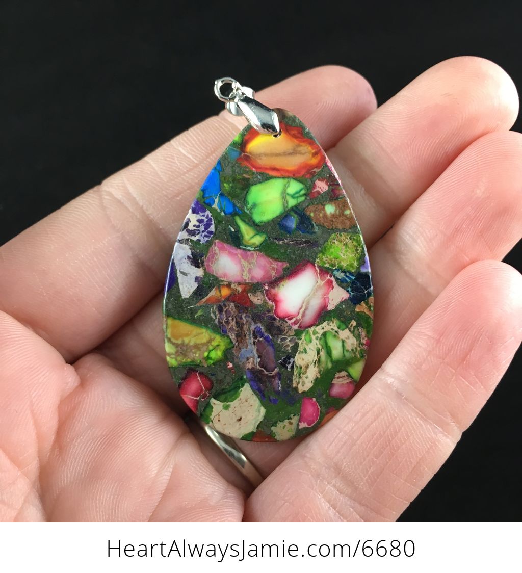 Colorful Sea Sediment Jasper Stone Jewelry Pendant #YO1um6UIsMg