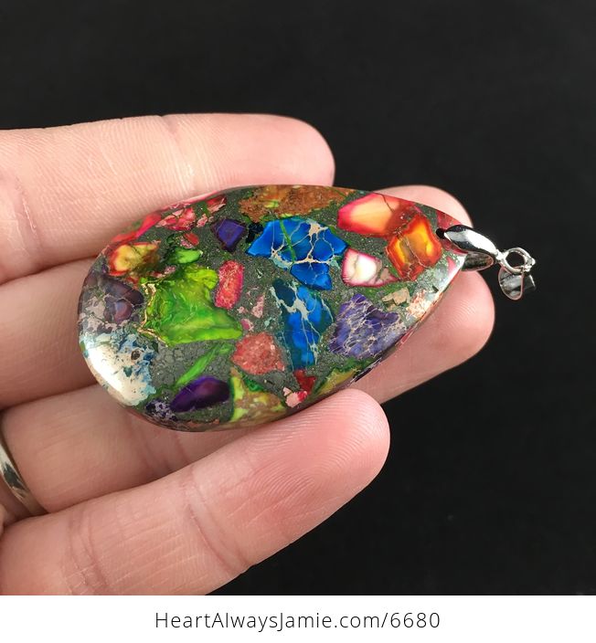 Colorful Sea Sediment Jasper Stone Jewelry Pendant - #YO1um6UIsMg-3