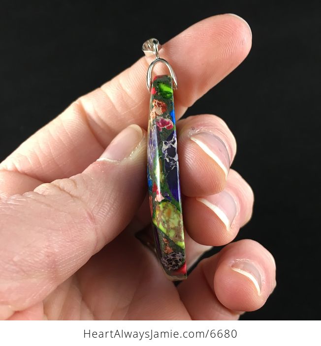 Colorful Sea Sediment Jasper Stone Jewelry Pendant - #YO1um6UIsMg-5