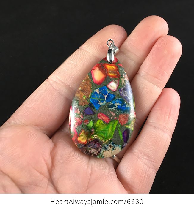 Colorful Sea Sediment Jasper Stone Jewelry Pendant - #YO1um6UIsMg-1