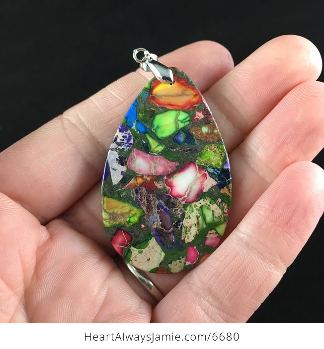 Colorful Sea Sediment Jasper Stone Jewelry Pendant - #YO1um6UIsMg-6