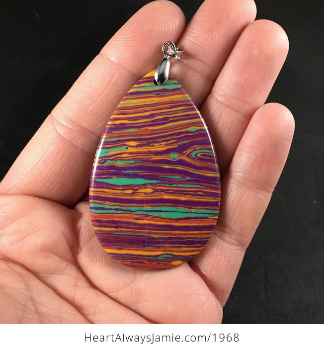 Colorful Synthetic Striped Stone Pendant - #XSJXGGB9iJc-1