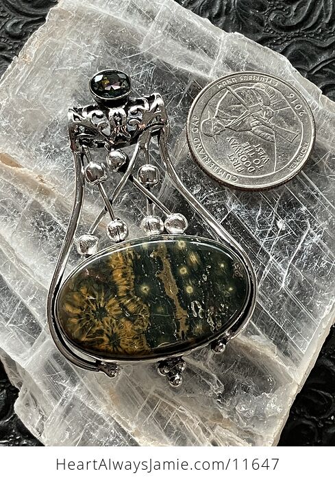 Colorful Topaz and Ocean Jasper Gemstone Jewelry Crystal Fidget Pendant - #hR1NyIWGg8o-6
