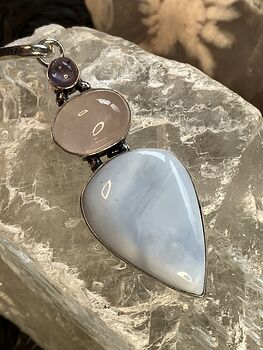 Common Blue Opal Amethyst and Rose Quartz Crystal Stone Jewelry Pendant #Y9avzE8wAeU