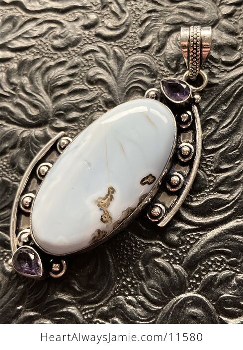 Common Blue Opal and Amethyst Crystal Stone Jewelry Pendant - #0OruTcoLHWs-4