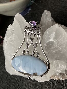 Common Blue Opal and Amethyst Gemstone Jewelry Crystal Fidget Pendant #0mmdPu7gYEc