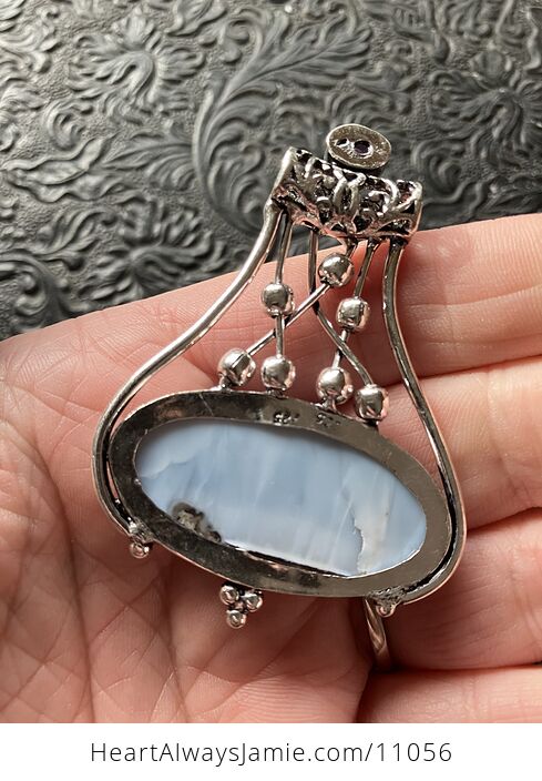 Common Blue Opal and Amethyst Gemstone Jewelry Crystal Fidget Pendant - #0mmdPu7gYEc-5
