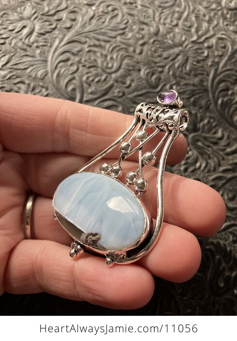 Common Blue Opal and Amethyst Gemstone Jewelry Crystal Fidget Pendant - #0mmdPu7gYEc-4