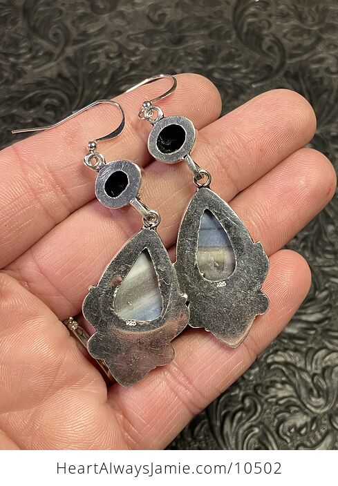 Common Blue Opal and Black Onyx Crystal Stone Jewelry Gemstone Earrings - #A8TC4guNbqo-4