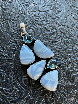 Common Blue Opal and Faceted Blue Gem Crystal Stone Jewelry Pendant #8Cm29l5wL2c