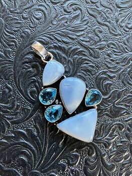 Common Blue Opal and Faceted Blue Gem Crystal Stone Jewelry Pendant #uXMxmKrZhKg