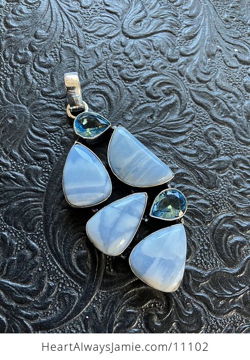 Common Blue Opal and Faceted Blue Gem Crystal Stone Jewelry Pendant - #8Cm29l5wL2c-1