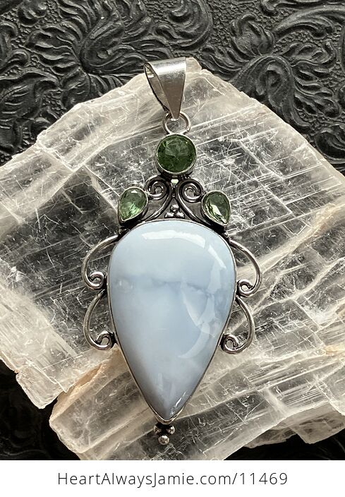 Common Blue Opal and Green Gem Crystal Stone Jewelry Pendant - #FkfWo7iNxHU-1