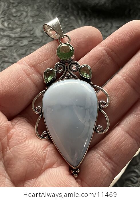 Common Blue Opal and Green Gem Crystal Stone Jewelry Pendant - #FkfWo7iNxHU-7