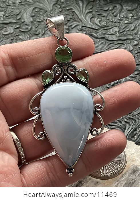 Common Blue Opal and Green Gem Crystal Stone Jewelry Pendant - #FkfWo7iNxHU-2