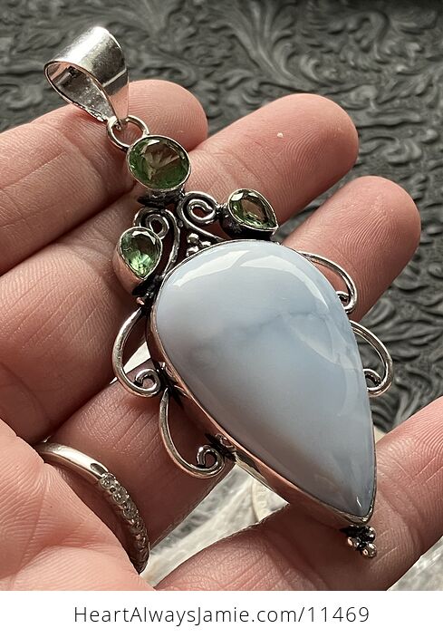 Common Blue Opal and Green Gem Crystal Stone Jewelry Pendant - #FkfWo7iNxHU-3