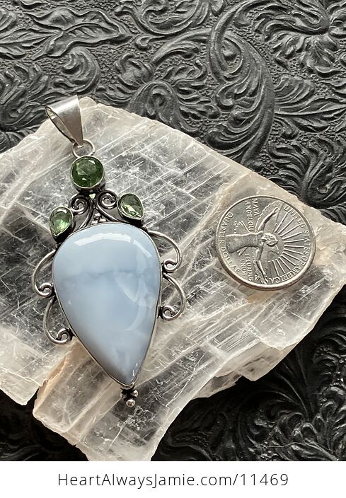 Common Blue Opal and Green Gem Crystal Stone Jewelry Pendant - #FkfWo7iNxHU-6