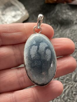 Common Blue Opal Crystal Stone Jewelry Pendant with Visions of 3 on the Surface #oSPMgyEGJVQ