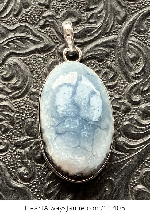 Common Blue Opal Crystal Stone Jewelry Pendant with Visions of 3 on the Surface - #oSPMgyEGJVQ-5