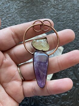 Copper Electroplated Amethyst Citrine Stone Crystal Pendant Jewelry #V7KbZX2bFpM
