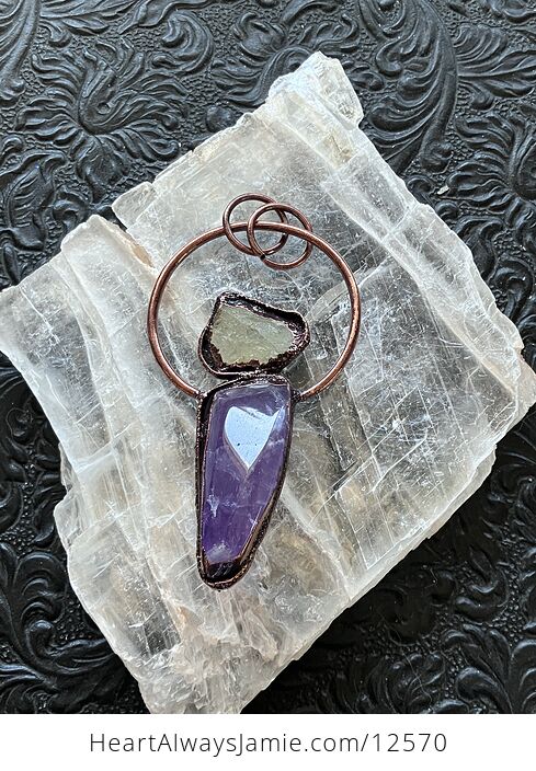 Copper Electroplated Amethyst Citrine Stone Crystal Pendant Jewelry - #V7KbZX2bFpM-5