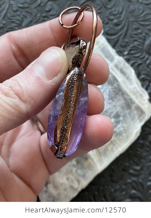 Copper Electroplated Amethyst Citrine Stone Crystal Pendant Jewelry - #V7KbZX2bFpM-6