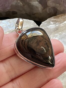 Copper Sheen Obsidian Crystal Stone Jewelry Pendant #DZNxCnvnICI