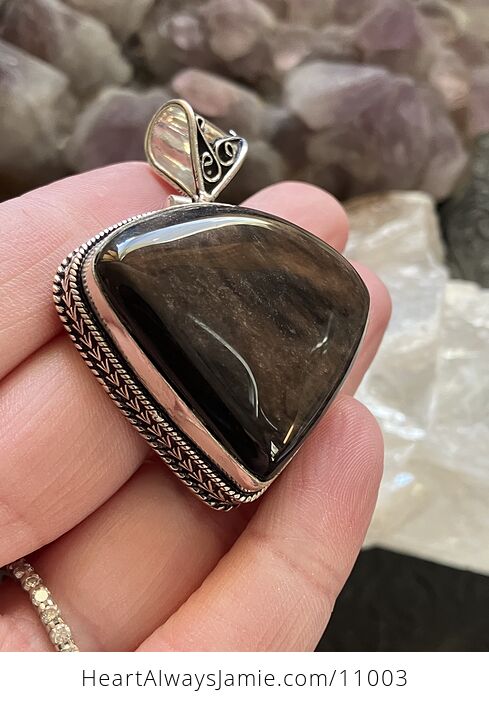 Copper Sheen Obsidian Crystal Stone Jewelry Pendant - #GINTvmGYgAQ-3