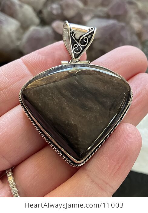 Copper Sheen Obsidian Crystal Stone Jewelry Pendant - #GINTvmGYgAQ-2