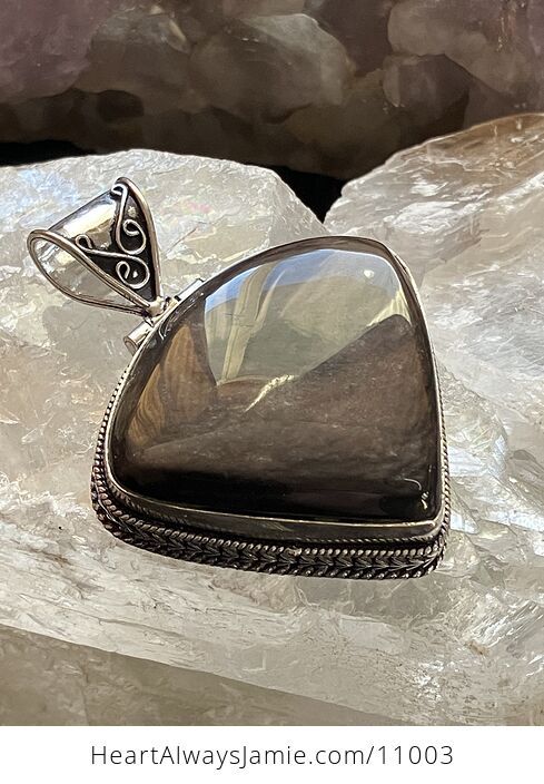 Copper Sheen Obsidian Crystal Stone Jewelry Pendant - #GINTvmGYgAQ-1