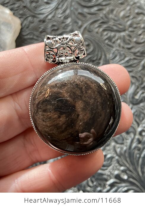 Copper Sheen Obsidian Crystal Stone Jewelry Pendant - #QfKyWAhZelE-2
